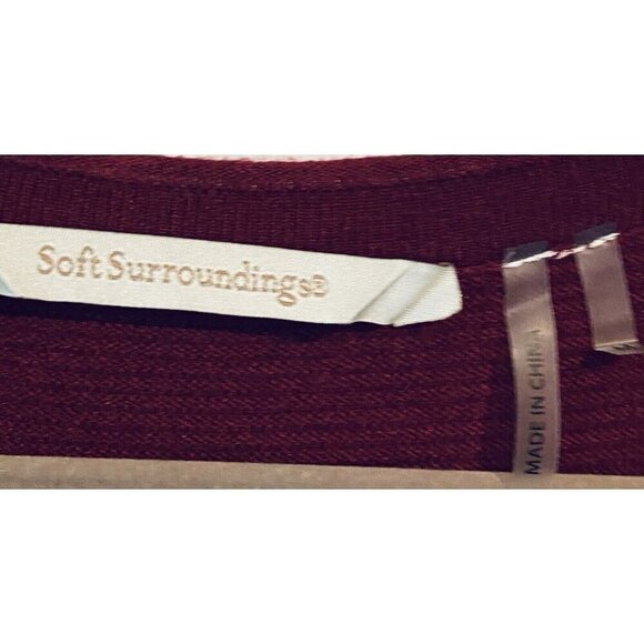 Soft Surroundings Cardigan Sweater Womens Medium Maroon Soft Button Up Longline - Picture 5 of 7